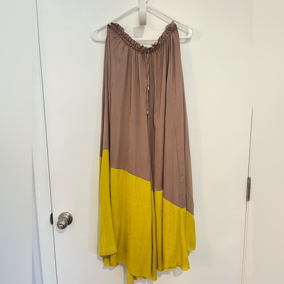 Free People Colorblock Satin Maxi Skirt — Lavender and Chartreuse - Picture 1 of 1